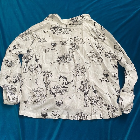 🍷💐 NEW Women's XL Wine Glass Dinner Party Blouse - Cocktails, Charcuterie - Picture 4 of 14